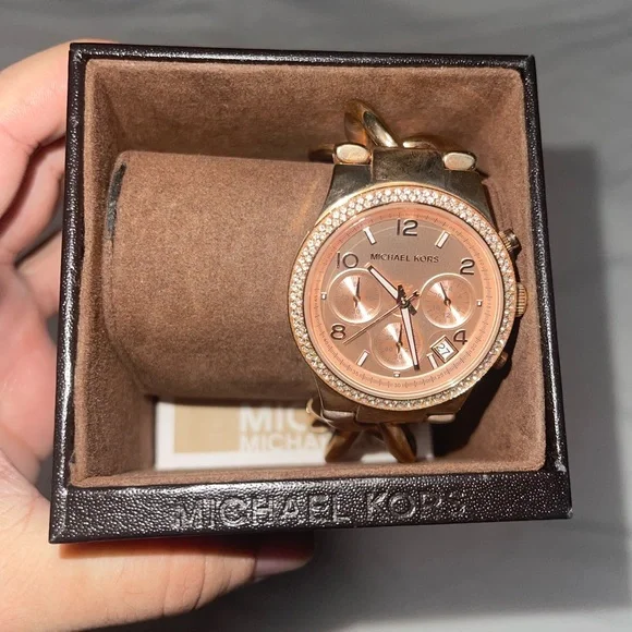 Michael Kors Rose Gold/Brown Chain-Link Watch Michael Kors Women main image 2